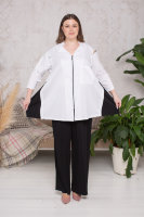 Рубашка DP 70020WH Рубашка выполнена из хлопковой ткани, по бокам - вставки из гофрированной вискозы и сетки (сетка - внутри).