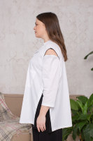Рубашка DP 70020WH Рубашка выполнена из хлопковой ткани, по бокам - вставки из гофрированной вискозы и сетки (сетка - внутри).
