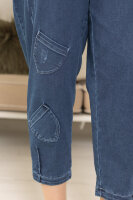 Джинсы 7/8 DP 4416BL Мягкая эластичная джинсовая ткань-варёнка с рваными потёртостями. Отделка - накладные кармашки.