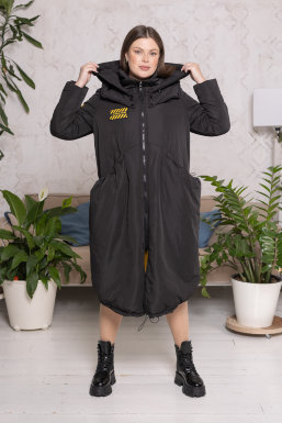 Пальто с капюшоном OLV 10060BK Пальто - из плащёвки, утеплитель - синтепон, подкладка - полиэстер 100%. Капюшон отстёгивается, кулиска на карманах и понизу изделия.