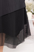 Платье DP 2964BK Тонкая эластичная ткань (хлопок 74% нейлон 22% эластан 4%) и сетка (вискоза 100%). Аксессуар (кулон) - в комплекте.