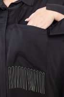 Рубашка DP 70033BK Плотная, струящаяся, шелковистая ткань - атлас (вискоза 100%). Отделка - лента с металлом.