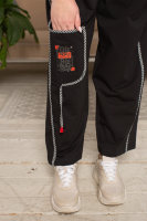Костюм спорт-шик (брюки и туника) DRK 2059BK Отделка - накладные карманы с принтом, трикотажная резинка, декоративные молнии.