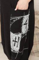 Брюки-зуавы H-4 01523BK Ткань - марлёвка, отделка - принт, вышивка на кармане.