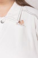 Кардиган джинсовый H-4 01836WH Мягкая летняя джинсовая ткань с рваными дырами, карман-трансформер, буквенный принт.
