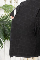 Пальто с капюшоном (осень-весна) MY 23435BK Двухслойная рельефная стёганая ткань, в капюшоне подкладка из плащёвки, кулиска - понизу, в капюшоне и на рукавах. Отделка - буквенный принт, аппликация из плащёвки.  
