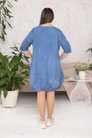 Платье-туника HOOK 23703BL Хлопок-варёнка, вставки и рукава - из мягкой трикотажной ткани двунитка. Необработанные края.