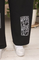 Костюм спорт-шик (брюки и туника) DRK P7237BK Трикотажная ткань в рубчик, отделка - принт.