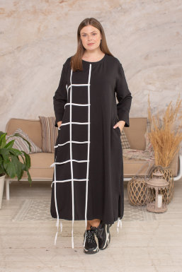 Платье HOOK 21308BK Платье выполнено из мягкой трикотажной ткани двунитка, низ стягивается кулиской..