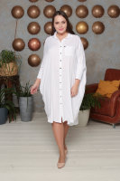 Платье-рубашка DP 70003-2WH Платье-рубашка - из штапеля (вискоза 100%), манжеты и вставки внизу по бокам - из мелкой трикотажной резинки.
