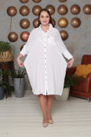 Платье-рубашка DP 70003-2WH Платье-рубашка - из штапеля (вискоза 100%), манжеты и вставки внизу по бокам - из мелкой трикотажной резинки.