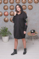 Платье-туника с капюшоном CNG 9118BK Отделка - аппликация с пайетками.