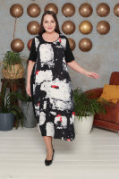 Платье DP 2664-2WH Платье выполнено из штапеля (вискоза 100%), рукава и вставки по бокам - из трикотажной ткани (вискоза 95% эластан 5%).