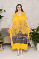 Платье DH 148-1YE Отделка - принт "кафедральный собор" и стразы.