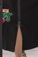 Костюм (юбка и жакет) DP 5086BK Мягкая трикотажная ткань двунитка, аппликация с вышивкой, необработанные края.