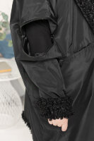 Пальто-трансформер (осень-весна) DP 3482BK Плотная глянцевая плащёвка, отделка - шелковистый искусственный мех "Барашек", рукава - отстёгиваются.