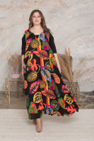 Платье DP 2870BK Платье выполнено из штапеля (вискоза 100%), рукава  - из трикотажной ткани (вискоза 95% эластан 5%).