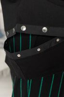 Туника DP 10069GN Две трикотажные ткани: однотонная черная (вискоза 95% эластан 5%) и полосатая (вискоза 51% полиэстер 49%), объёмный накладной карман - из тафты, металлические кнопки.