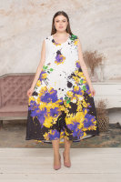 Комплект (платье и кардиган) DRK B1273WH Комплект выполнен из тонкой, шелковистой, струящейся ткани с цветочным принтом.
