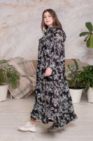 Комплект (платье из шифона и сарафан) DRK P6311BK Платье выполнено из шифона с вышивкой, сарафан - из тонкой трикотажной ткани.