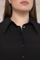 Платье-рубашка CD 4111BK На спинке вставка из трикотажной ткани с принтом, по бокам - лампасы.
