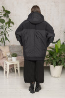 Куртка с капюшоном DV 22028BK Куртка - из двух видов плащёвки (матовой и глянцевой), утеплитель - синтепон, подкладка - полиэстер 100%, капюшон стягивается кулиской.