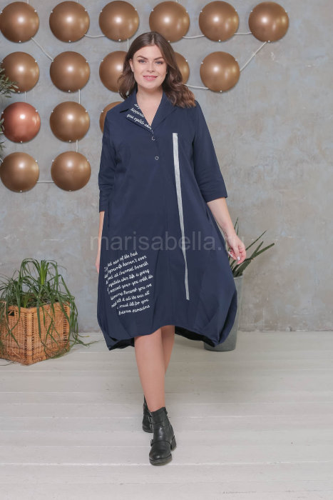 Платье DP 2794BL Отделка - буквенный принт серебристого цвета.