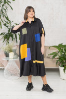 Платье-рубашка DP 2958BK Рубашечная ткань. Отделка - аппликация из ткани разных цветов.