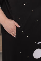 Платье MY 21521BK Отделка - трикотажная резинка на рукавах и по горловине, аппликация, бусины.