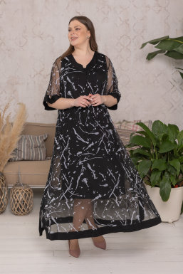 Комплект (платье из фатина и сарафан) La DG 4036BK Платье выполнено из сетки (фатина, вискоза 100%), сарафан - из трикотажной ткани (вискоза 96% эластан 4%). Фатин - с бархатным накатом.