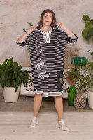 Платье с капюшоном DRK B1358BW Отделка - буквенный принт, трикотажная резинка. Карманы выполнены из хлопковой ткани.