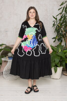 Платье DOL 11054BK Отделка - аппликация, на рукавах - трикотажная резинка.