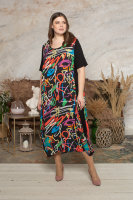 Платье DP 2664-5MX Платье выполнено из штапеля (вискоза 100%), рукава и вставки по бокам - из трикотажной ткани (вискоза 95% эластан 5%).