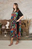Платье DP 2664-5MX Платье выполнено из штапеля (вискоза 100%), рукава и вставки по бокам - из трикотажной ткани (вискоза 95% эластан 5%).