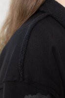 Пальто (осень-весна)-имитация тонкой дублёнки DP 3472BK Плотная мягкая трикотажная ткань с барашковым начёсом на изнаночной стороне (футер). Отделка - принт.