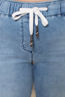 Капри джинсовые STB 2003BL Отделка - вышивка и стразы, необработанные края.