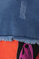 Платье DP 20030BL Две ткани: мягкая трикотажная ткань (хлопок 71% полиэстер 27% эластан 2%) и мягкая джинсовая ткань с рваными потёртостями и необработанными краями (хлопок 95% эластан 5%)