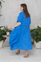 Платье MY 23139BL Платье - из марлёвки (ткань не тянется), в рукавах - вставки из трикотажной ткани. Аксессуар (кулон) - в комплекте. 