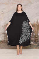 Платье DP 2866WH Платье выполнено из трикотажной ткани (вискоза 95% эластан 5%), отделка - принт, по бокам - лампасы-кулиски.