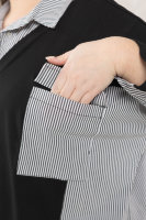 Рубашка DP 70041BK Комбинация двух тканей: мягкой трикотажной ткани (вискоза 95% эластан 5%) и рубашечной (хлопок 74% нейлон 23% эластан 3%).