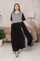 Платье CD 4141BW Платье выполнено в двух тканях: чёрный цвет (штапель- вискоза 100%) и полосатая ткань (трикотаж-вискоза 95% эластан 5%). 