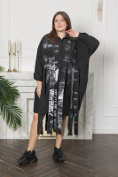 Платье-рубашка H-4 02289BK Хлопок, отделка - аппликация (лапша) из ткани с буквенным принтом.
