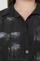 Платье-рубашка H-4 02289BK Хлопок, отделка - аппликация (лапша) из ткани с буквенным принтом.