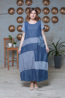 Платье LM 8383BL Платье выполнено из двух тканей: 1) тенсель100%, 2) лён70% хлопок30%. Отделка - аппликация.
