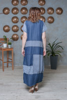 Платье LM 8383BL Платье выполнено из двух тканей: 1) тенсель100%, 2) лён70% хлопок30%. Отделка - аппликация.
