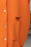 Кардиган джинсовый RF 4600OR Мягкая летняя джинсовая ткань с рваными дырами, карман-трансформер, буквенный принт.