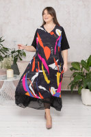 Платье DP 2961RD Платье - из штапеля (вискоза 100%), рукава - из трикотажной ткани (вискоза 95% эластан 5%), отделка понизу - шифон (вискоза 100%)