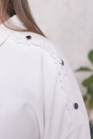 Рубашка джинсовая DP 3486WH Мягкая джинсовая ткань, необработанные края, металлические кнопки.