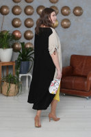 Платье CNG 1603BN Платье -  льняное, отделка - аппликация из лоскутов ткани с необработанными краями.