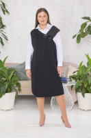 Комплект (платье-рубашка и сарафан) DRK 3721BW Платье-рубашка - рубашечная ткань, сарафан -  трикотажная ткань с элементами из жатой тафты. Аксессуары (две броши) - в комплекте. 